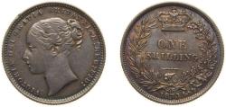 World Coins - Great Britain United Kingdom 1873 1 Shilling - Victoria (1st portrait; 'Young Head') Silver (.925) (6489500) 5.66g au KM 734 Sp 3902-7