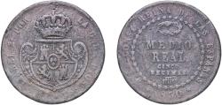 World Coins - Spain Kingdom 1850 ½ Real - Isabel II Copper Segovia Mint 17.55g F KM 591.3 Cal 575