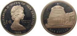 World Coins - New Zealand State 1978 1 Dollar - Elizabeth II (2nd Portrait; Coronation Jubilee, Silver Proof) Silver (.925) Ottawa Mint (18000) 27.3g PF KM 47a