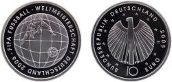 World Coins - Germany  Federal Republic of Germany 2005 10 Euro (FIFA 2006 World Cup) Silver (.925) (80000) 18g PF KM243 J511 Schön235
