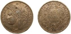 World Coins - France Second Republic 1849 A 5 Francs Silver (.900) Paris Mint 25g AU F 327 KM 761 Gad 719