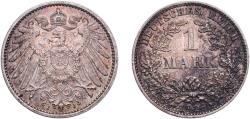 World Coins - Germany Second Empire 1914 J 1 Mark - Wilhelm II (type 2 - small shield) Silver (.900) (Ag 900, Cu 100) Berlin Mint (2977603) 5.58g AU  KM 14 AKS 2 J 17 Schön 18