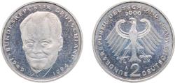 World Coins - Germany Federal Republic of Germany 2000 A 2 Deutsche Mark (Willy Brandt) Copper-nickel clad nickel Berlin Mint (70000) 7g UNC KM 183 J 459 Schön 182