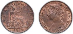World Coins - Great Britain United Kingdom 1888 1 Farthing - Victoria (2nd portrait; 2nd type) Bronze Royal Mint (Tower Hill) (1887200) 2.7g AU KM 753 Sp 3958/9