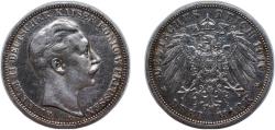 World Coins - Germany Kingdom of Prussia Third Reich 1910 A 3 Mark - William II Silver (.900) (5590624) 16.6g XF KM 527 J 103 AKS 131