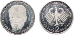 World Coins - Germany Federal Republic of Germany 1998 A 2 Deutsche Mark (Willy Brandt) Copper-nickel clad nickel Berlin Mint (45000) 7g UNC KM 183 J 459 Schön 182