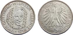 World Coins - Germany Federal republic 1966 D 5 Deutsche Mark 250th Anniversary - Death of Wilhelm Leibniz