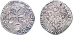 World Coins - France Kingdom 1475 - 1483 Blanc - Louis XI Billon (.359 silver) 2.84g VF Dy royales 553