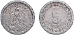World Coins - Mexico United Mexican States 1906 M 5 Centavos Nickel (10615000) 4.93g VF KM 421 Schön 15