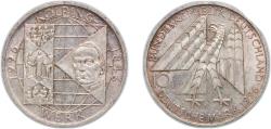 World Coins - Germany 1996 A 10 Deutsche Mark (Kolpingwerk) Silver (.625) Berlin Mint (5600000) 15.5g UNC  KM 188 J 463 Schön 187