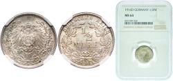 World Coins - Germany Second Empire 1916 D ½ Mark - Wilhelm II (type 2 - small shield) Original luster Silver (.900) (Ag 900, Cu 100) Munich Mint (4397288) 2.77g NGC MS 64  KM 17 AKS 6 J 16 Sch