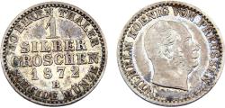 World Coins - Germany States Kingdom of Prussia Wilhelm I 1872 B 1 Silbergroschen