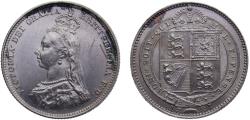 World Coins - Great Britain United Kingdom Victoria 1887 1 Shilling 2nd portrait, "Jubilee Head" 5.7g