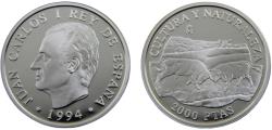 World Coins - Spain Kingdom Juan Carlos I 1994 M 2000 Pesetas Culture and Nature, Bulls fighting
