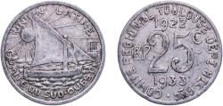World Coins - France Toulouse, Commune of Third Republic 1933 25 Centimes Aluminium Arsenal de Toulouse Mint (1000000) 1.47g XF  El Mon 15.6 El Mon 15.9