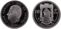 World Coins - Spain Kingdom 2006 M 10 Euro - Juan Carlos I (Carlos V) Silver (.925) Madrid Mint (35000) 27g PF KM1122