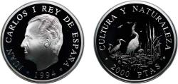 World Coins - Spain Kingdom 1994 M 2000 Pesetas - Juan Carlos I (Doñana National Park) Silver (.925) (6555) 27g PF KM 940