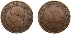 World Coins - France Second Empire 1853 Jeton - Napoleon III (La Ville de Lille Reconnaissante) Copper 9.82g VF