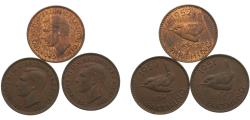 World Coins - Great Britain United Kingdom George VI 1 Farthing 3 Lots