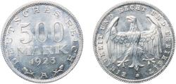 World Coins - Germany Weimar Republic 1923 A 500 Mark Aluminium Berlin Mint (59277808) 1.66g UNC  KM 36 AKS 23 J 305 Schön 28