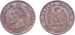 World Coins - France Kingdom 1861 A 2 Centimes - Napoleon III Bronze Paris Mint (4981557) 1.99g UNC Franc 2014 108A/1 KM 796.4