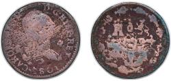 World Coins - Spain Kingdom 1801 4 Maravedis - Charles IV Copper Segovia Mint 4.34g VF KM 427 Cal 1500