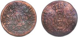 World Coins - Portugal Kingdom 1799 5 Réis - João Prince Regent (hybrid coin) Copper 5.32g VF Gomes JR 02