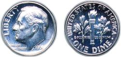 Us Coins - United States Federal republic 1961 1 Dime "Roosevelt Silver Dime" Silver (.900) United States Mint of Philadelphia (3028244) 2.52g PF KM 195 Schön 197