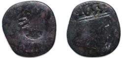 World Coins - Spain Kingdom 1655 4 maravedis - Felipe IV (countermark) Copper 3.04g VF