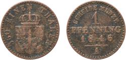 World Coins - Germany Kingdom of Prussia German states 1846 A 1 Pfenning - Frederick William IV Copper Berlin Mint 1.4g VF  KM 451 Old/Mue 2 337, 349 AKS 92 Kahnt/Schön 49 Neum 38