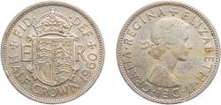 World Coins - Great Britain United Kingdom Kingdom 1960 ½ Crown - Elizabeth II (1st portrait; no 'BRITT:OMN') Copper-nickel (75% Cu, 25% Ni) Royal Mint (Tower Hill) (19929100) 14.24g XF  KM 907