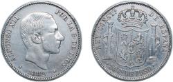 World Coins - Philippines 1882 50 Centimos - Alfonso XII Silver (.835) Manila Mint (1885666) 12.98g VF KM 150
