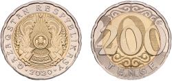 World Coins - Kazakhstan Republic 2020 QUB 200 Tenge Bimetallic: aluminium brass centre in copper-nickel ring Kazakhstan Mint 7.5g UNC  KM 505