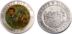 World Coins - Great Britain United Kingdom Elizabeth II 1994 25 ECU Fantasy items, Sir Francis Drake