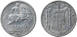 World Coins - Spain Nationalist Government 1945 10 Centimos - Iberian rider Aluminium (97.5% aluminium, 2.5% copper) Madrid Mint (220000000) 1.84g VF Aureo 11 Cal 130