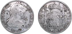 World Coins - Mexico Spanish colony 1785 Mo FM 8 Reales - Charles III Silver (.896) Mexico City Mint 26.73g Chopmarked KM 106a