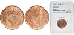 World Coins - India British Raj 1941 ¼ Anna - George VI Bronze Calcutta Mint (121107000) 4.87g NGC MS 64  KM 531