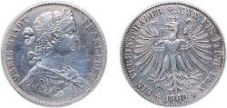 World Coins - Free imperial city of Frankfurt German states 1860 1 Vereinsthaler Silver (.900) (1699896) 18.35g VF KM 360 AKS 8 Thun 142 Jaeg 6 FHI 41 Dav GT III 649