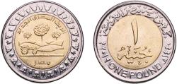 World Coins - Egypt Arab Republic of Egypt 2019 (AH1440) 1 Pound (New Egyptian Countryside) Bimetallic: brass plated steel centre in nickel plated steel ring Cairo Mint (40000000) 8.5g BU  KM 1