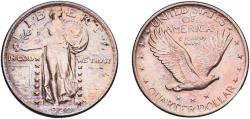 Us Coins - United States Federal republic 1920 ¼ Dollar "Standing Liberty Quarter" (Stars Below Eagle) Original luster Silver (.900) (.100 copper) Philadelphia Mint (27860000) 6.21g UNC PCGS