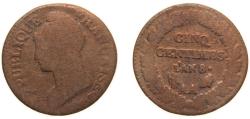 World Coins - France First Republic AN 8 (1799) AA 5 Centimes Copper Metz Mint 9.25g VF KM 640