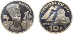 World Coins - France Fifth Republic 1998 10 Francs (Nefertiti) Silver (.900) (15000) 22.2g PF KM 1206