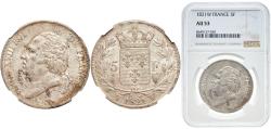 World Coins - France Kingdom 1821 W 5 Francs - Louis XVIII (bare head) Silver (.900) Lille Mint (3672826) 25g NGC AU 53  Franc 2014 309 Gad 1789 614 KM 711