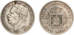 World Coins - India Portuguese colony 1881 1 Rupia - Luíz I (Calcutta mint) Silver (.917) Calcutta Mint (1762901) 11.59g XF  KM 312 Gomes L1 14