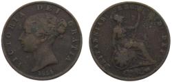 World Coins - Great Britain United Kingdom Victoria 1855 ½ Penny 1st portrait, "Young Head" 9.1g