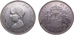 World Coins - Spain Kingdom Alfonso XIII 1888 *18-88 MPM 5 Pesetas 1st portrait 25g
