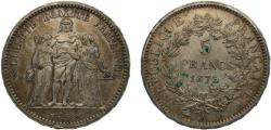 World Coins - France Third Republic 1873A 5 Francs "Hercule" Silver (.900) Paris Mint 25g AU F334 Gad744 KM820.1