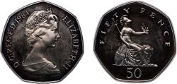 World Coins - Great Britain 1984 50 Pence - Elizabeth II (2nd portrait) Copper-nickel Royal Mint, Llantrisant 13.49g PF KM 932 Sp H3