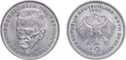 World Coins - Germany Federal Republic of Germany 1982 D 2 Deutsche Mark (Kurt Schumacher) Copper-nickel clad nickel (Cladding: 75% Copper, 25% Nickel; Core: 100% Nickel) Munich Mint (3100000)
