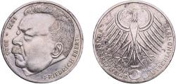 World Coins - Germany Federal Republic 1975 J 5 Deutsche Mark (Friedrich Ebert) Silver (.625) Hamburg Mint (7750000) 11.22g UNC  KM 141 J 416 Schön 140